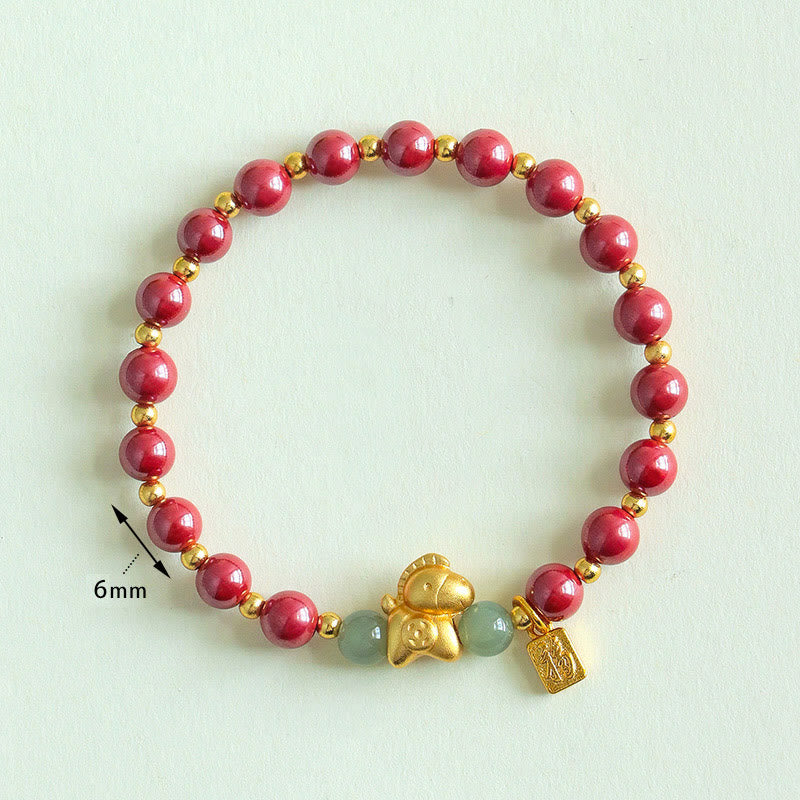 Braccialetto di benedizione in giada Hetian con Buddha Stones e carattere Fu, zodiaco cinese dell'anno del cavallo - image 11