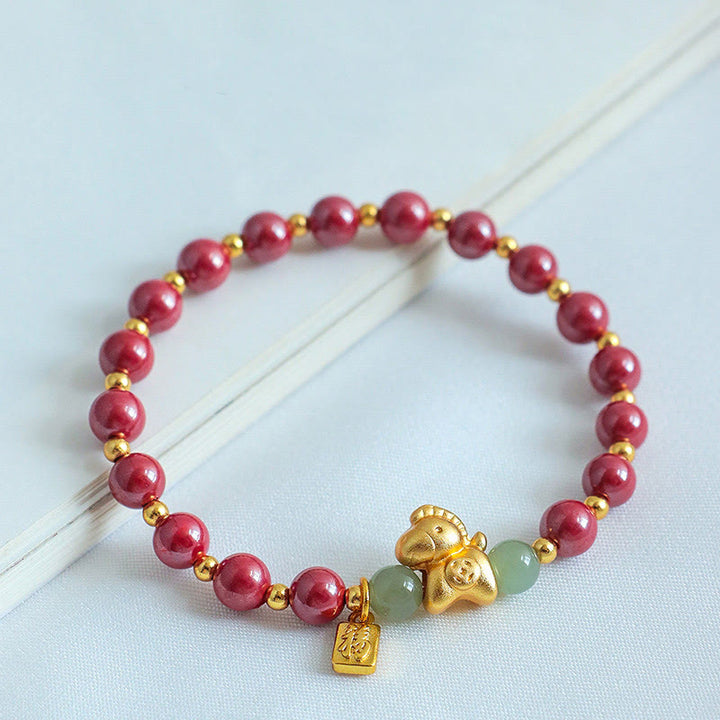 Braccialetto di benedizione in giada Hetian con Buddha Stones e carattere Fu, zodiaco cinese dell'anno del cavallo - image 10