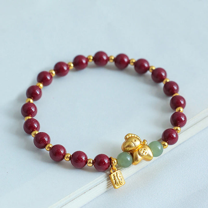 Braccialetto di benedizione in giada Hetian con Buddha Stones e carattere Fu, zodiaco cinese dell'anno del cavallo - image 2