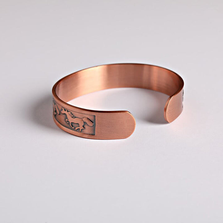 Bracciale rigido aperto per la cura di sé, in rame, Buddha Stones, anno del cavallo - image 4