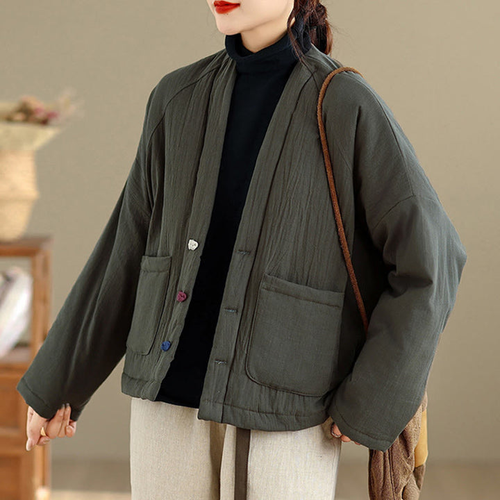 Giacca termica invernale da donna in cotone a maniche lunghe Buddha Stones con tasche - image 16