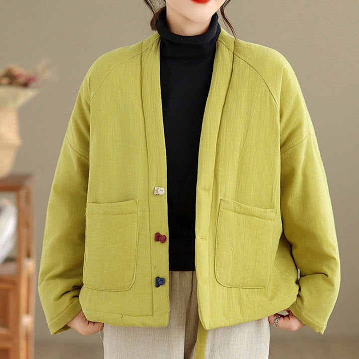 Giacca termica invernale da donna in cotone a maniche lunghe Buddha Stones con tasche - GialloVerde - US14, UK/AU18, EU46 (2XL) - image 26