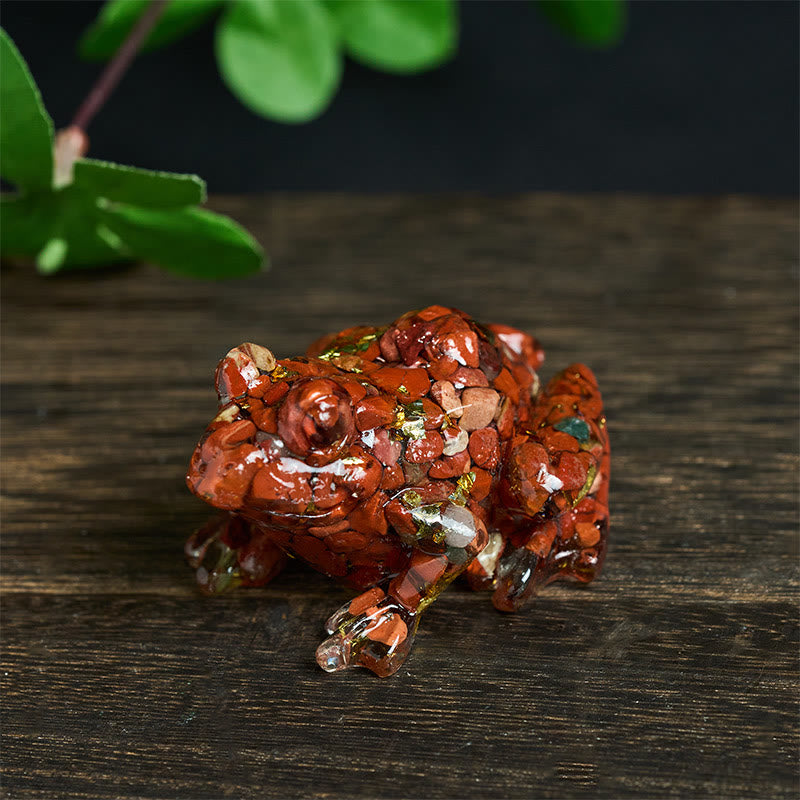 Statua decorativa della passione della rana di piccole dimensioni in resina gocciolante Buddha Stones - Diaspro rosso (65*55*38mm) - image 0
