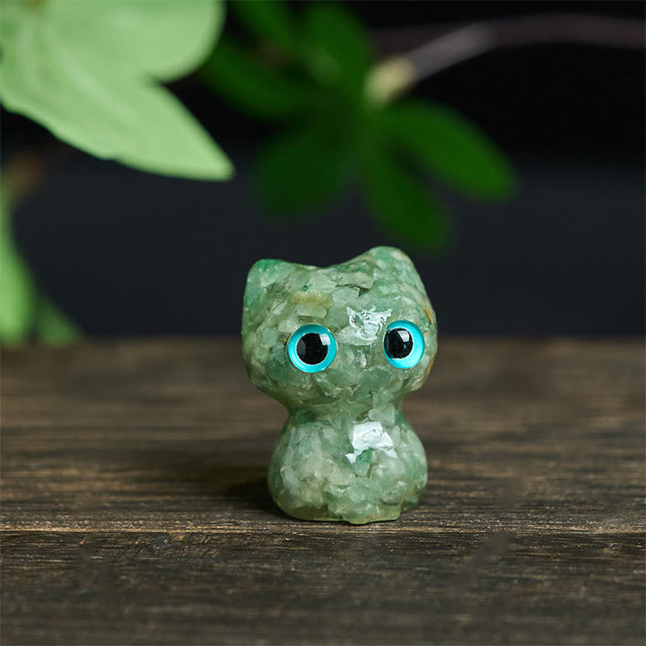 Statua decorativa di purificazione di piccoli gatti in resina gocciolante Buddha Stones - Avventurina verde (34*25*22 mm) - image 18