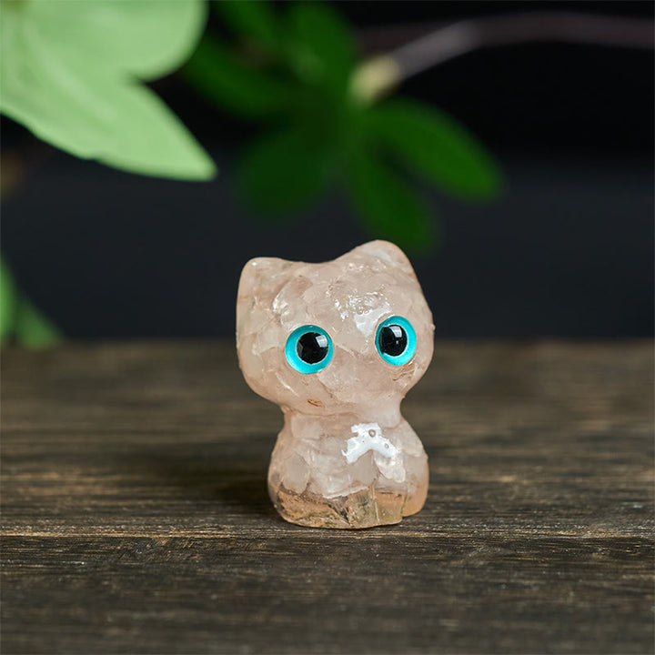 Statua decorativa di purificazione di piccoli gatti in resina gocciolante Buddha Stones - Cristallo rosa (34*25*22mm) - image 12