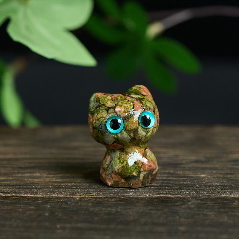 Statua decorativa di purificazione di piccoli gatti in resina gocciolante Buddha Stones - Unakite (34*25*22mm) - image 21