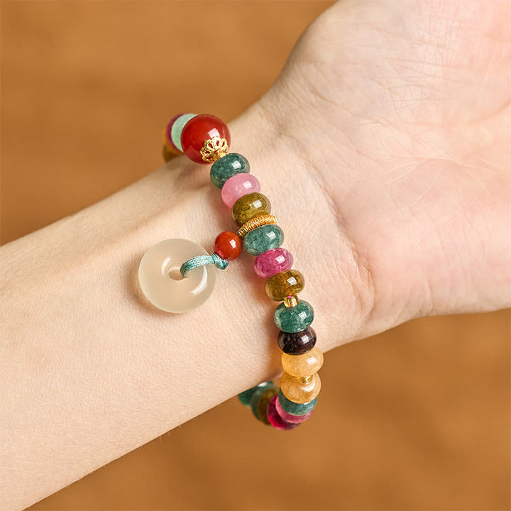 Bracciale Buddha Stones Peace Buckle Tormalina Calcedonio Amore - image 4