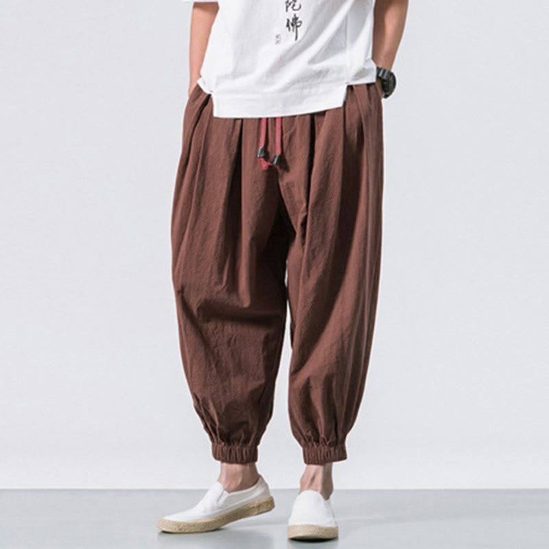 Pantaloni sportivi casual da uomo Buddha Stones in cotone tinta unita con coulisse e tasche - image 27