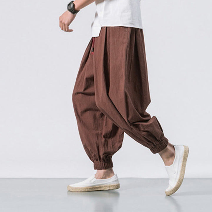 Pantaloni sportivi casual da uomo Buddha Stones in cotone tinta unita con coulisse e tasche - image 28