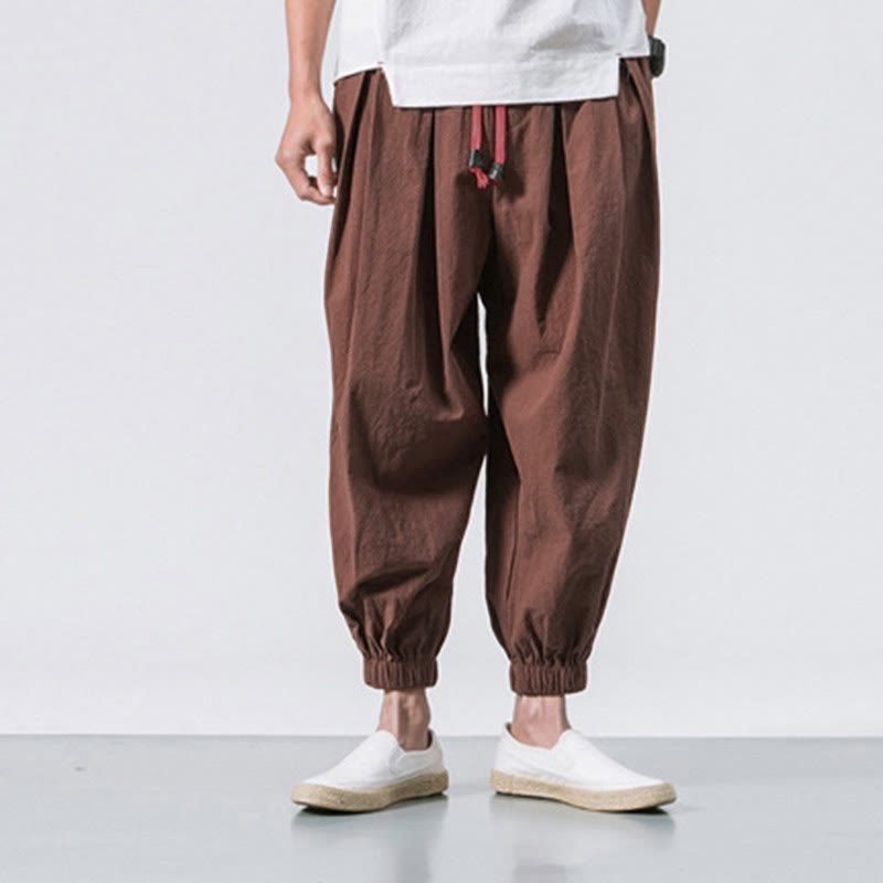 Pantaloni sportivi casual da uomo Buddha Stones in cotone tinta unita con coulisse e tasche - image 30