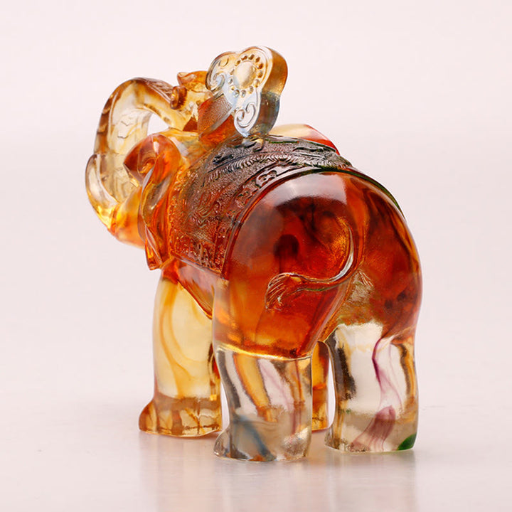 Buddha Stones fatte a mano in cristallo Liuli, pezzo d'arte raffigurante un elefante, saggezza e ricchezza, decorazione per la casa - image 9