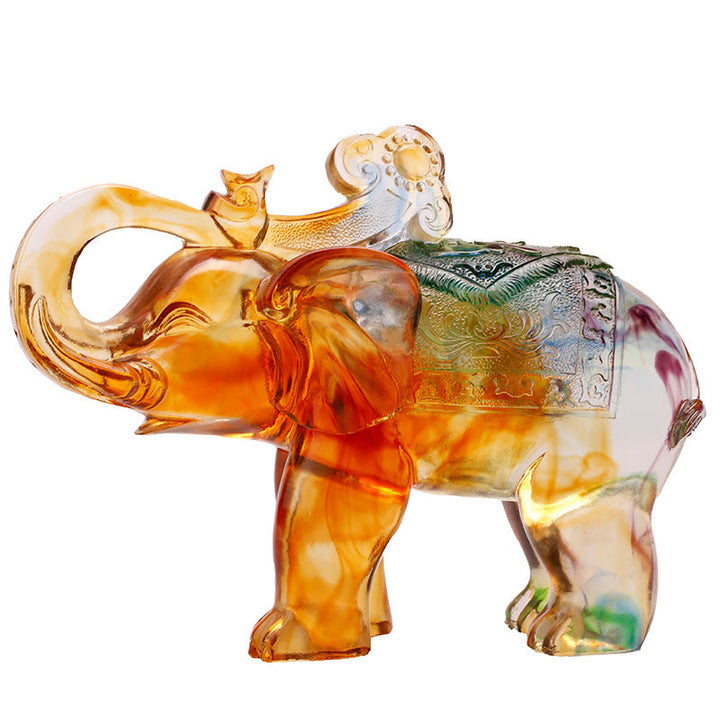 Buddha Stones fatte a mano in cristallo Liuli, pezzo d'arte raffigurante un elefante, saggezza e ricchezza, decorazione per la casa - image 11