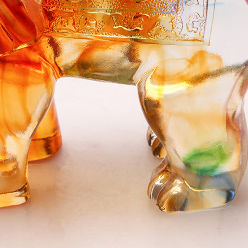 Buddha Stones fatte a mano in cristallo Liuli, pezzo d'arte raffigurante un elefante, saggezza e ricchezza, decorazione per la casa - image 15