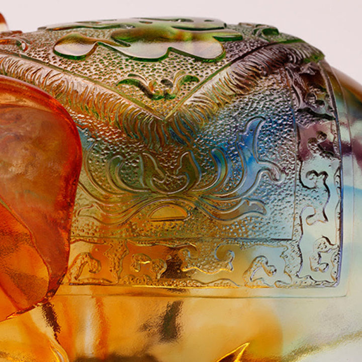 Buddha Stones fatte a mano in cristallo Liuli, pezzo d'arte raffigurante un elefante, saggezza e ricchezza, decorazione per la casa - image 2
