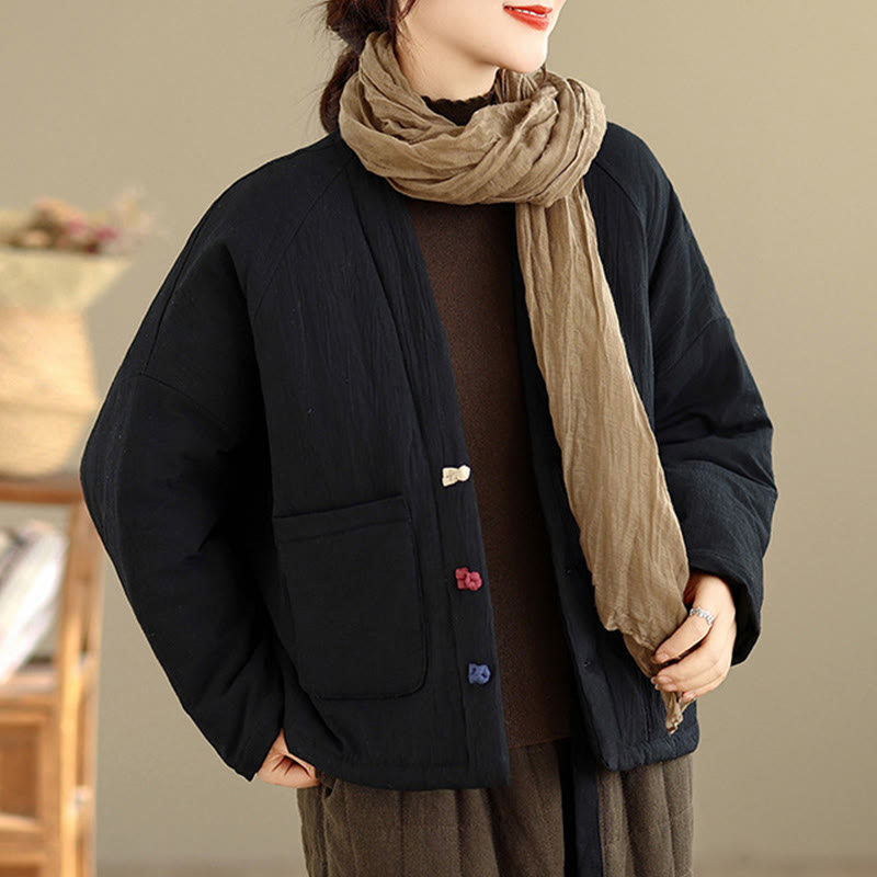 Giacca termica invernale da donna in cotone a maniche lunghe Buddha Stones con tasche - Nero - US14, UK/AU18, EU46 (2XL) - image 0