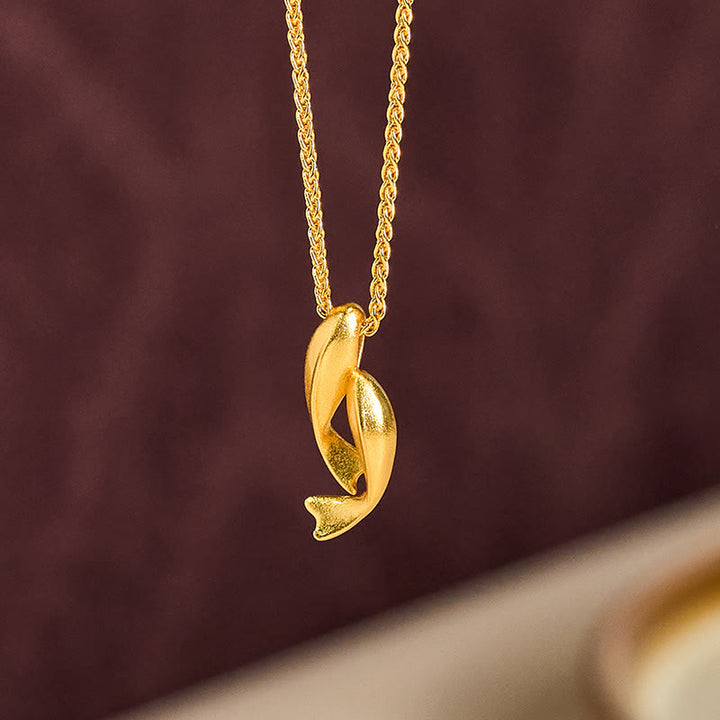 Collana con ciondolo a forma di pesce koi doppio con Buddha Stones e catena in ottone placcato oro 24k - image 2