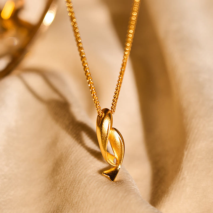 Collana con ciondolo a forma di pesce koi doppio con Buddha Stones e catena in ottone placcato oro 24k - image 3