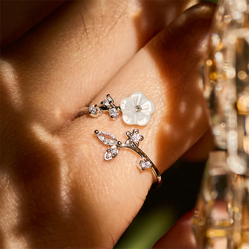 Anello di rame curativo regolabile con motivo a fiori bianchi Buddha Stones - image 18