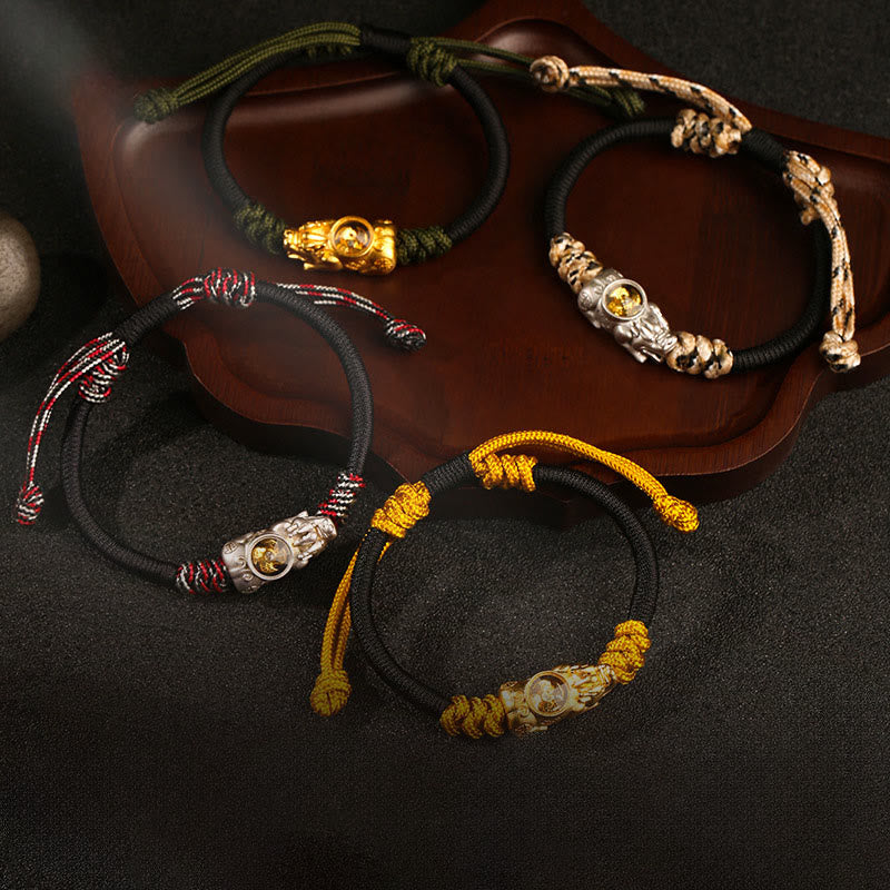 Bracciale in corda intrecciata a mano con Buddha Stones Pi Xiu, ricchezza e fortuna - image 14