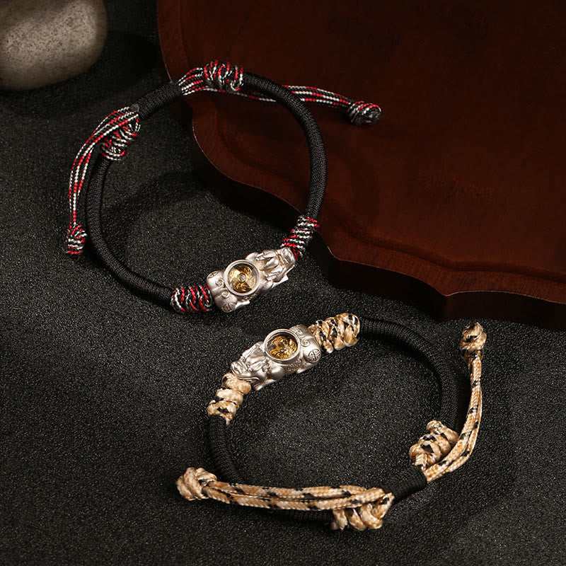 Bracciale in corda intrecciata a mano con Buddha Stones Pi Xiu, ricchezza e fortuna - image 12