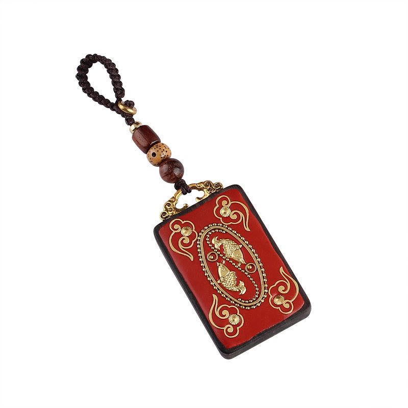 Portachiavi con ciondolo a forma di corda con ciondolo a forma Buddha Stones, fiore di ebano, pesce koi - image 3