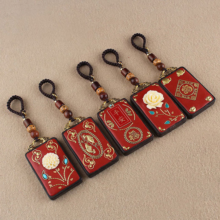 Portachiavi con ciondolo a forma di corda con ciondolo a forma Buddha Stones, fiore di ebano, pesce koi - image 13