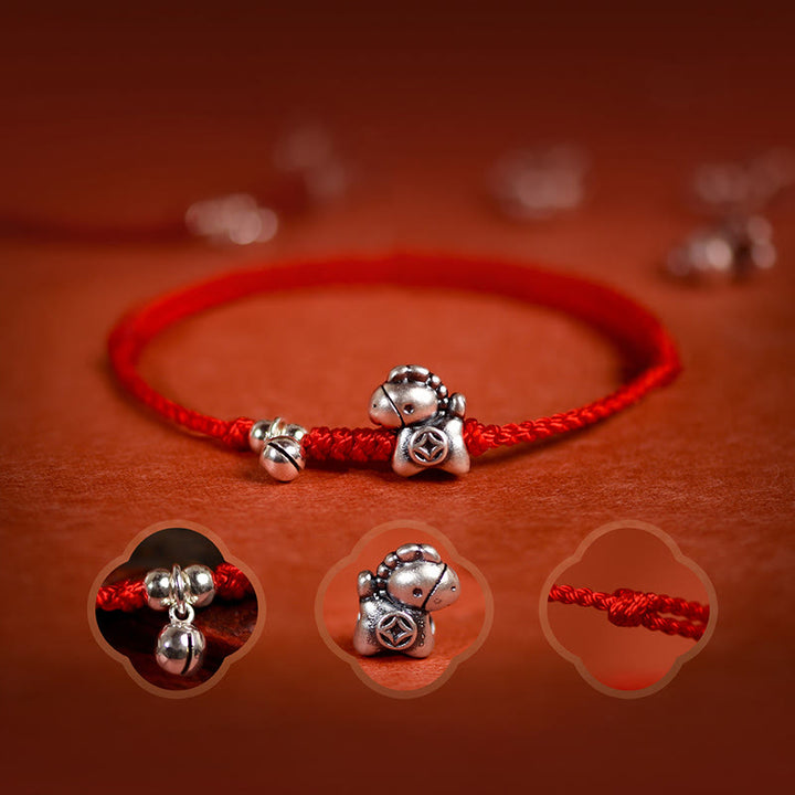 Braccialetto alla caviglia per bambini e adulti con campanella in argento sterling 925 , Buddha Stones, anno del cavallo, in argento sterling 999 - image 5