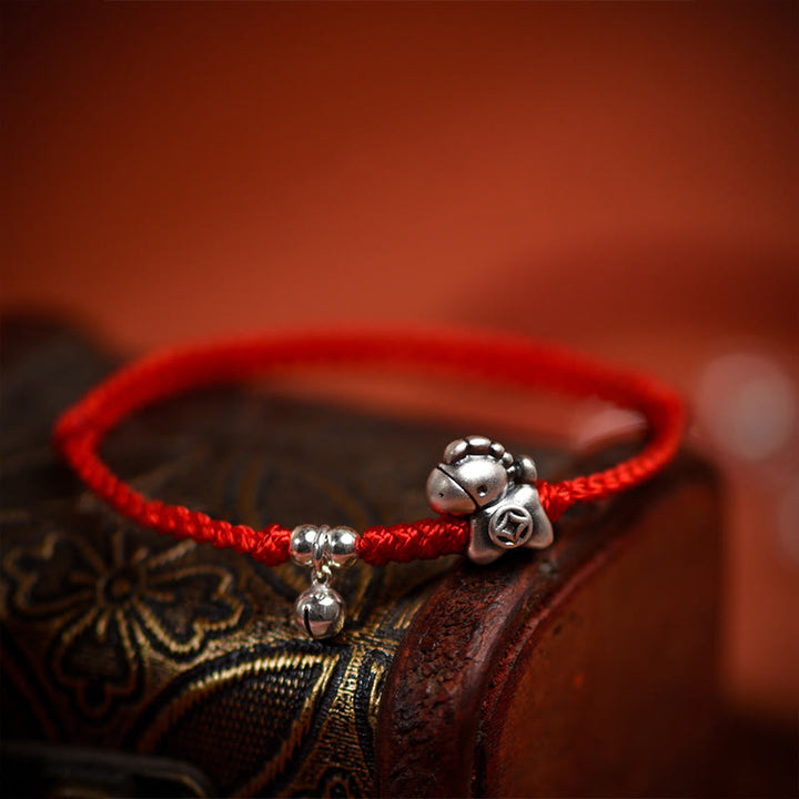 Braccialetto alla caviglia per bambini e adulti con campanella in argento sterling 925 , Buddha Stones, anno del cavallo, in argento sterling 999 - image 9
