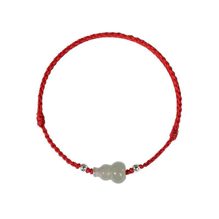 Braccialetto alla caviglia della prosperità in corda rossa Buddha Stones, zucca e giada Hetian - image 15