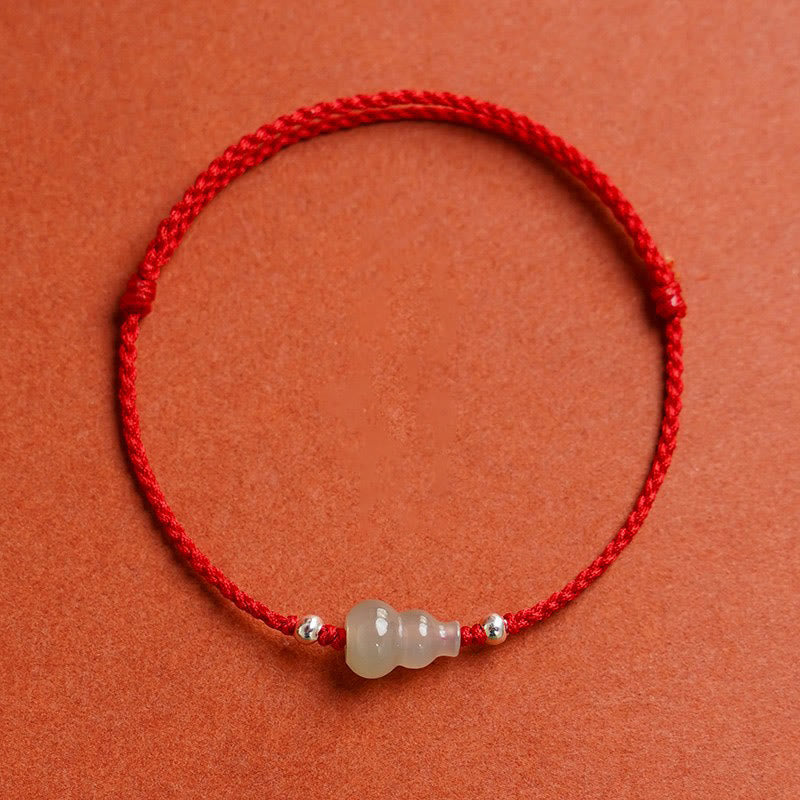Braccialetto alla caviglia della prosperità in corda rossa Buddha Stones, zucca e giada Hetian - Cavigliera con filo rosso (circonferenza 22-30 cm) - image 9
