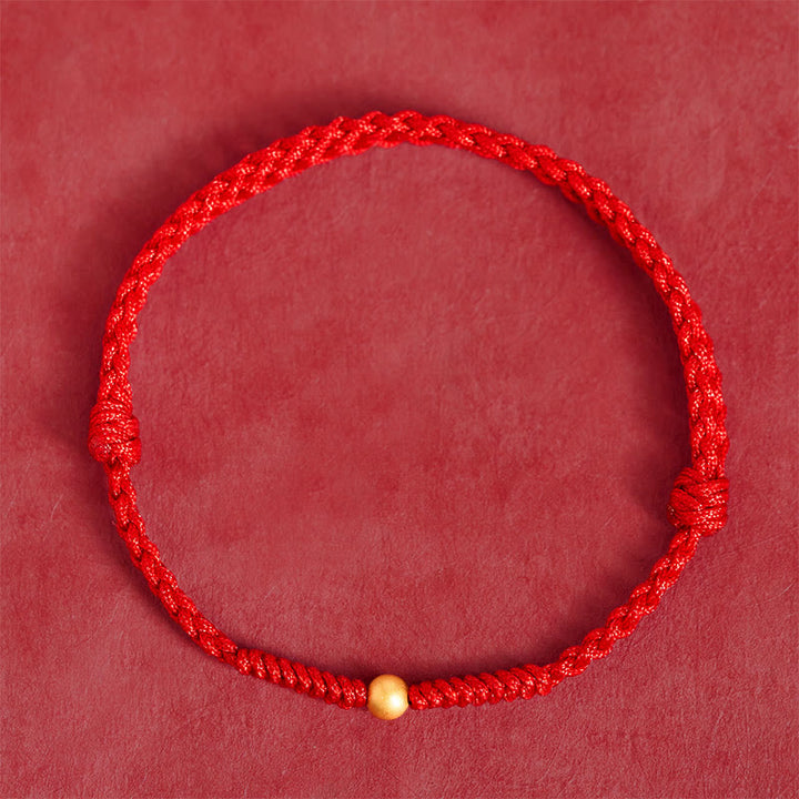 Braccialetto alla caviglia in corda rossa intrecciata con perlina singola in argento sterling 925 placcato oro Buddha Stones - image 10