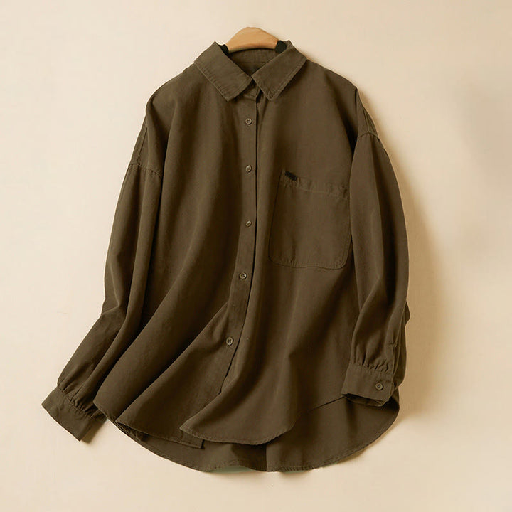 Camicia da donna in cotone a maniche lunghe con colletto rialzato e bottoni casual, motivo Buddha Stones - Siena - US14, UK/AU18, EU46 (2XL) - image 15