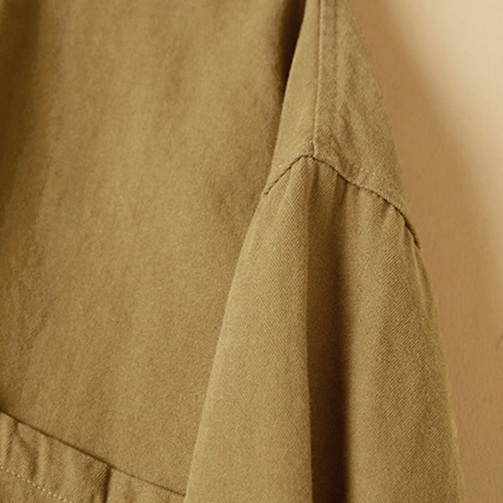Camicia da donna in cotone a maniche lunghe con colletto rialzato e bottoni casual, motivo Buddha Stones - image 8