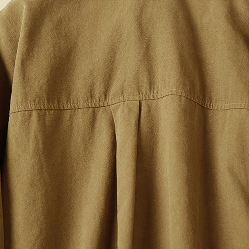 Camicia da donna in cotone a maniche lunghe con colletto rialzato e bottoni casual, motivo Buddha Stones - image 14