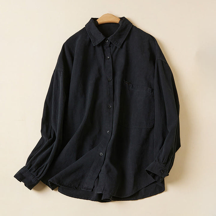 Camicia da donna in cotone a maniche lunghe con colletto rialzato e bottoni casual, motivo Buddha Stones - Nero - US14, UK/AU18, EU46 (2XL) - image 21