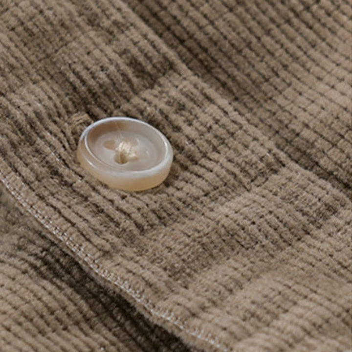 Giacca da uomo in velluto a coste casual con tasche, a maniche lunghe e tinta unita, in cotone spesso, con Buddha Stones - image 11