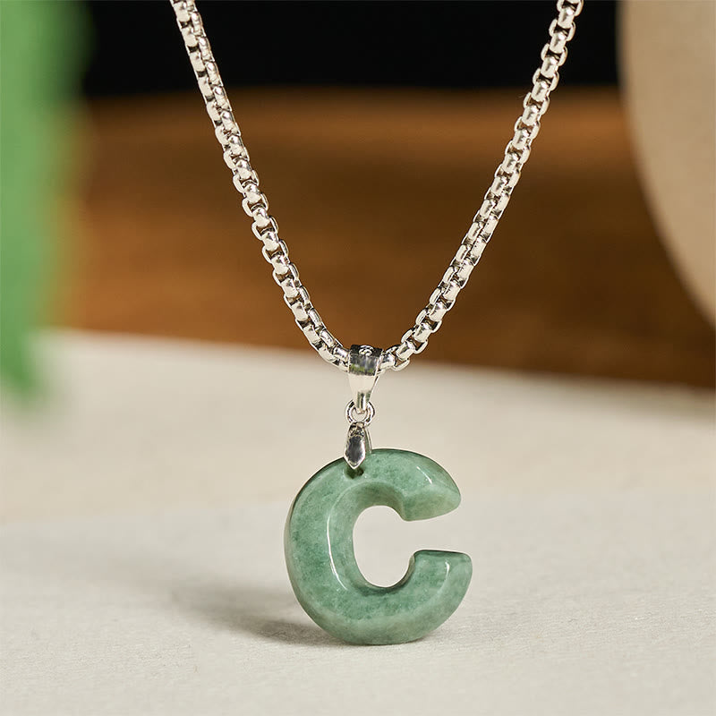 Collana con ciondolo della prosperità in acciaio al titanio con lettera AZ naturale Buddha Stones - C - image 9