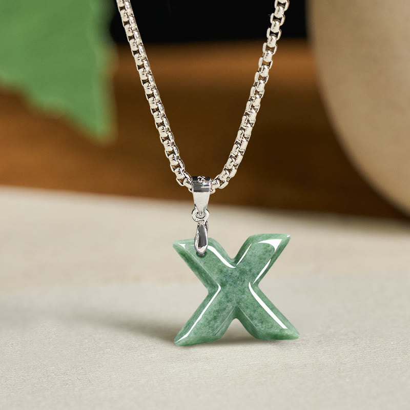 Collana con ciondolo della prosperità in acciaio al titanio con lettera AZ naturale Buddha Stones - X - image 32