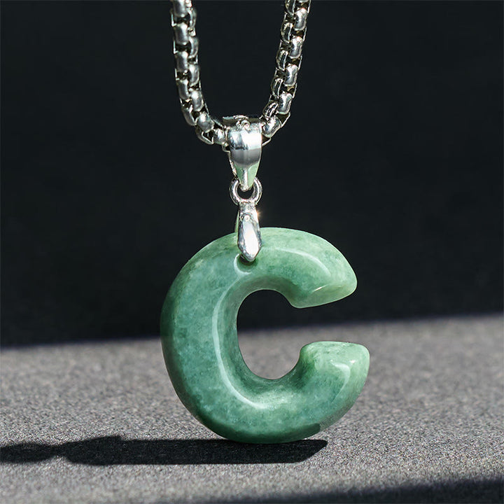 Collana con ciondolo della prosperità in acciaio al titanio con lettera AZ naturale Buddha Stones - image 10