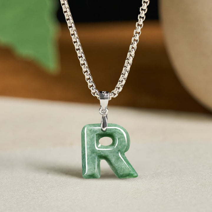 Collana con ciondolo della prosperità in acciaio al titanio con lettera AZ naturale Buddha Stones - R - image 26
