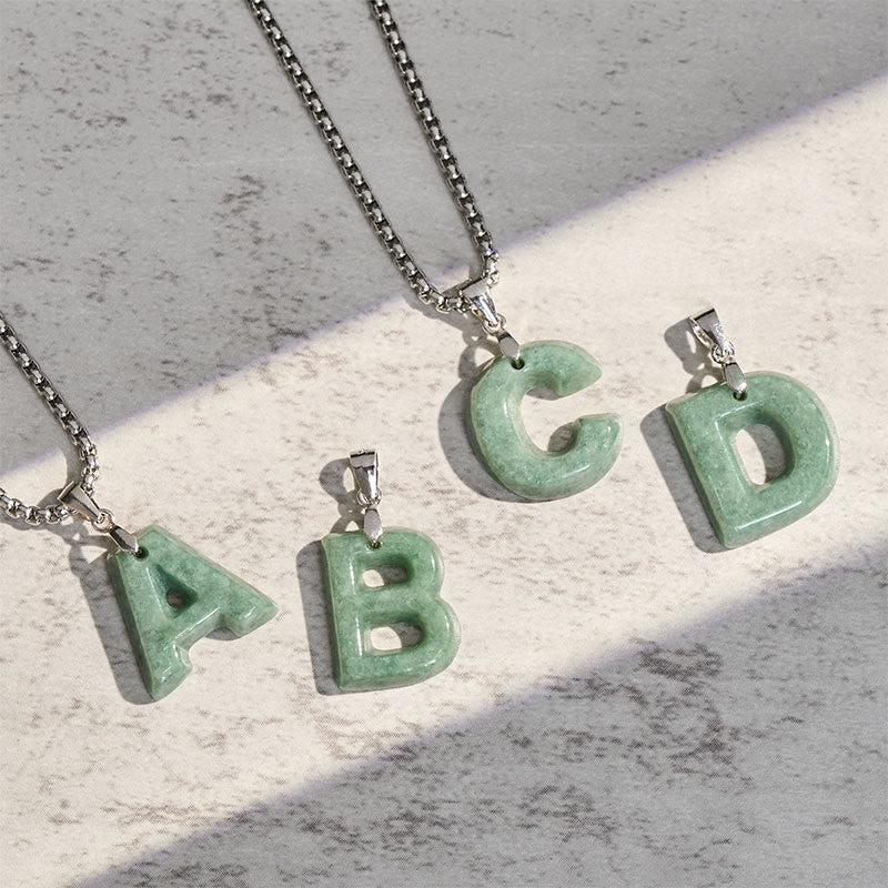 Collana con ciondolo della prosperità in acciaio al titanio con lettera AZ naturale Buddha Stones - image 35