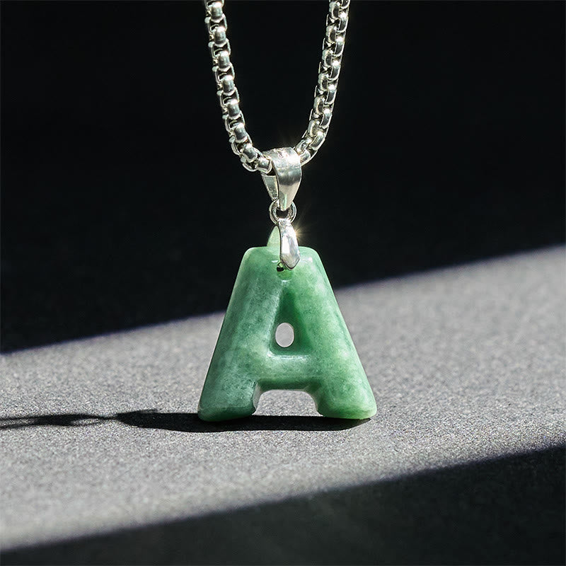 Collana con ciondolo della prosperità in acciaio al titanio con lettera AZ naturale Buddha Stones - image 2