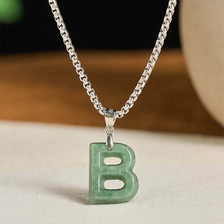 Collana con ciondolo della prosperità in acciaio al titanio con lettera AZ naturale Buddha Stones - B - image 7