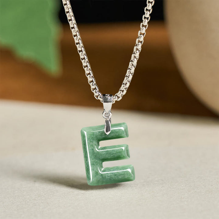 Collana con ciondolo della prosperità in acciaio al titanio con lettera AZ naturale Buddha Stones - E - image 13