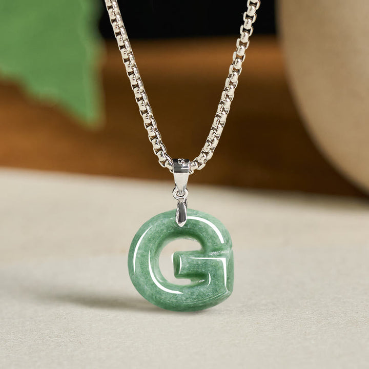 Collana con ciondolo della prosperità in acciaio al titanio con lettera AZ naturale Buddha Stones - G - image 15