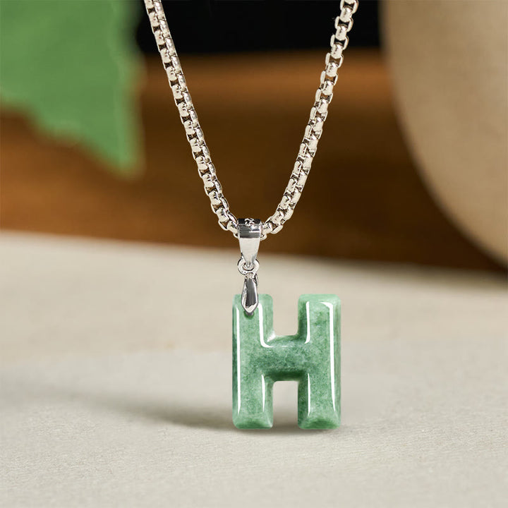 Collana con ciondolo della prosperità in acciaio al titanio con lettera AZ naturale Buddha Stones - H - image 16