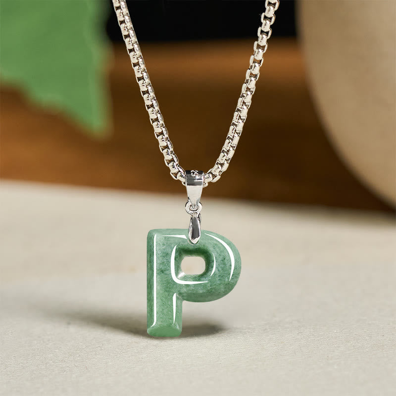 Collana con ciondolo della prosperità in acciaio al titanio con lettera AZ naturale Buddha Stones - P - image 24