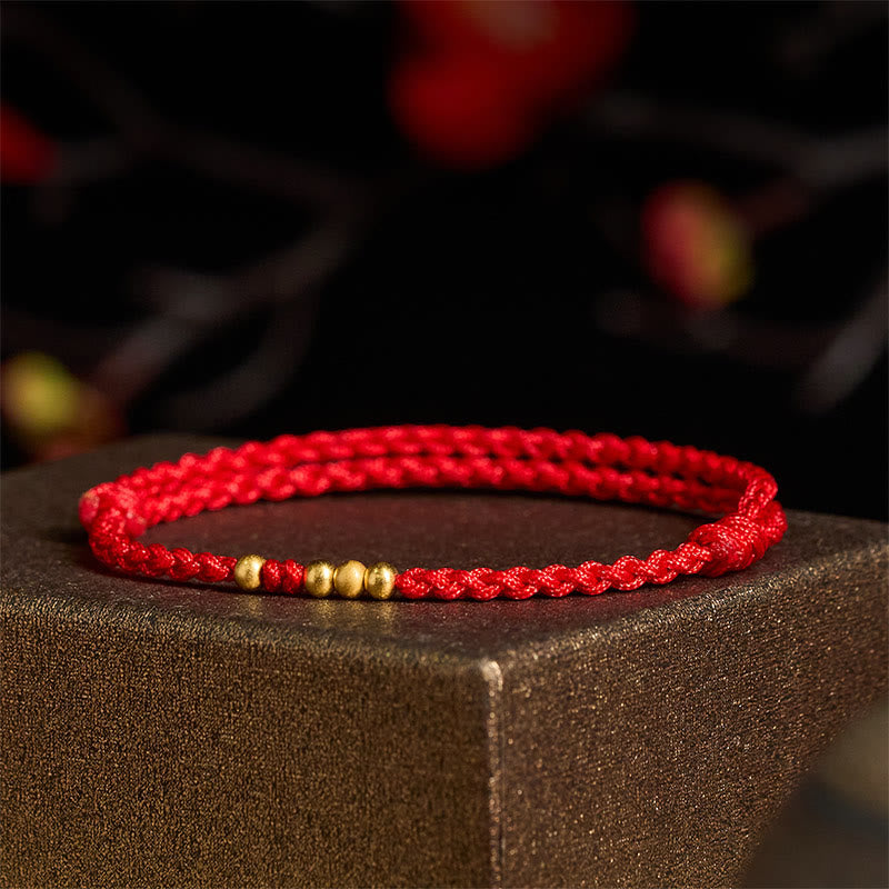 Bracciale regolabile con perline di collegamento in corda rossa placcate in argento sterling 925 Buddha Stones - image 4