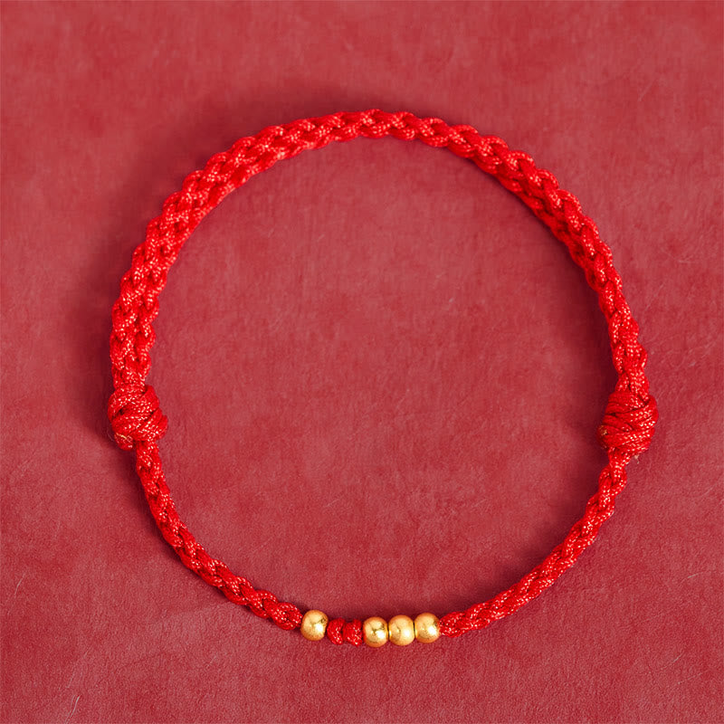Bracciale regolabile con perline di collegamento in corda rossa placcate in argento sterling 925 Buddha Stones - image 3