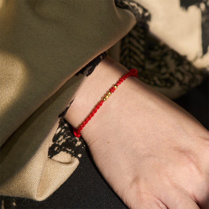 Bracciale regolabile con perline di collegamento in corda rossa placcate in argento sterling 925 Buddha Stones - image 5
